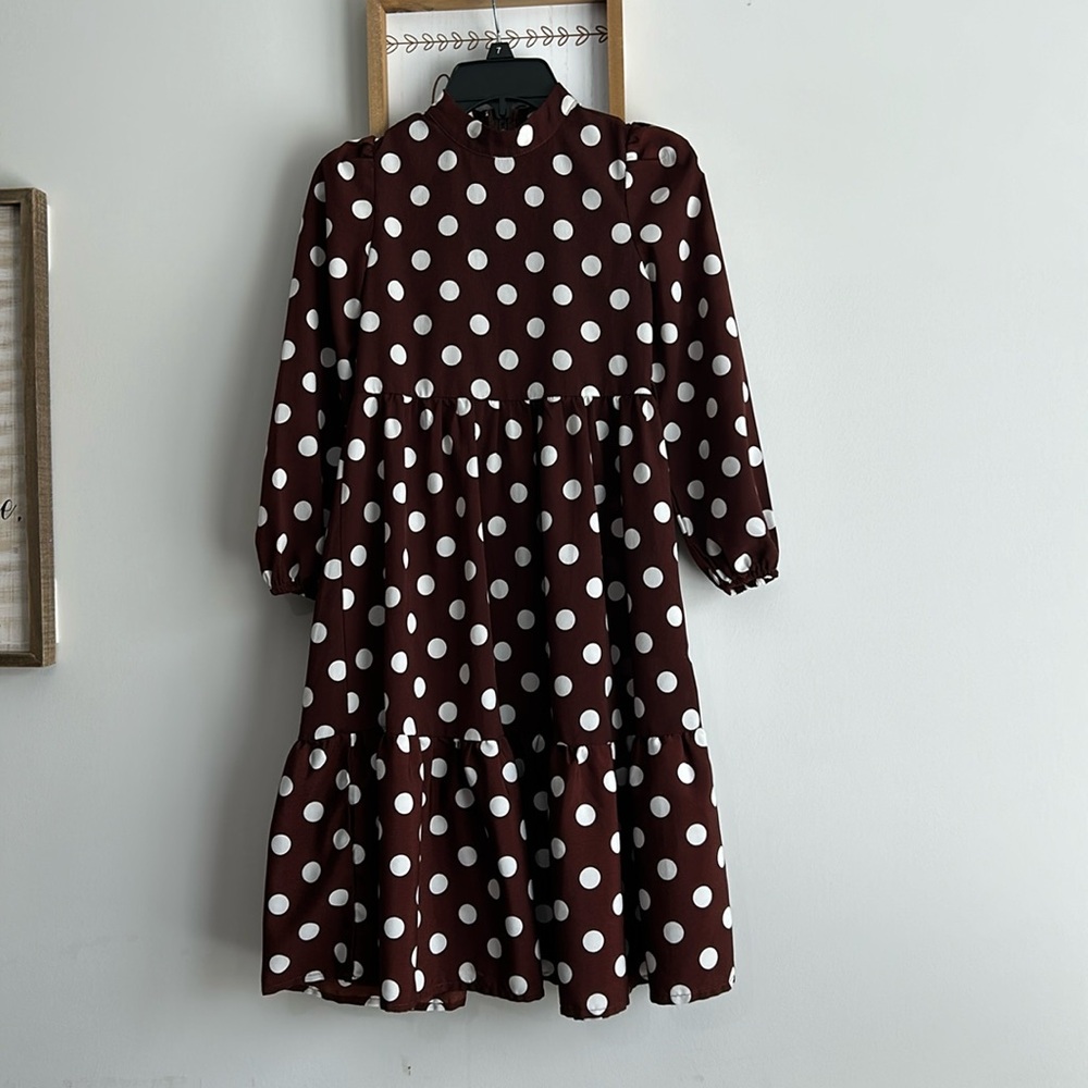 Brown and white dress